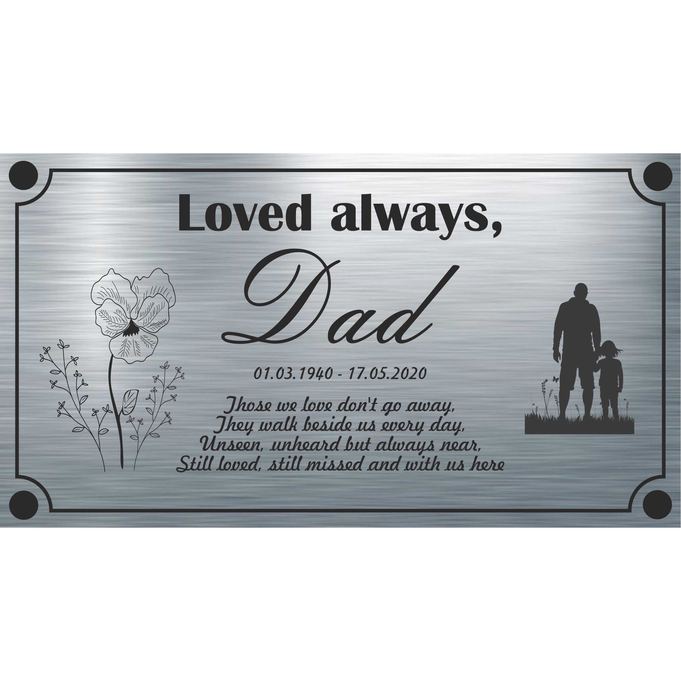 Memorial Plaque Dad Design Aluminium Sign Personalised Etsy