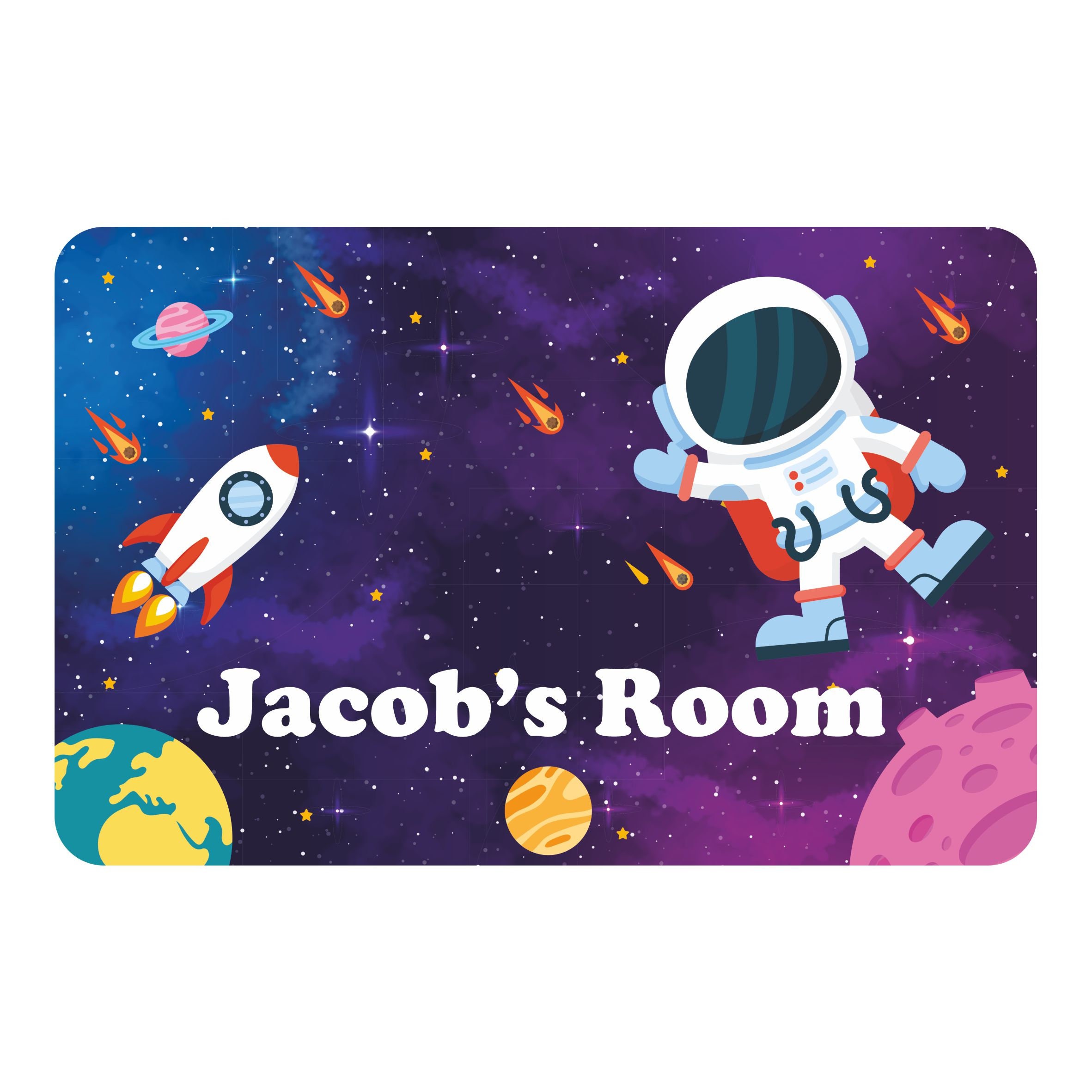 Space - Astronaut Planets Kids Bedroom Door Sign Personalised for You ...