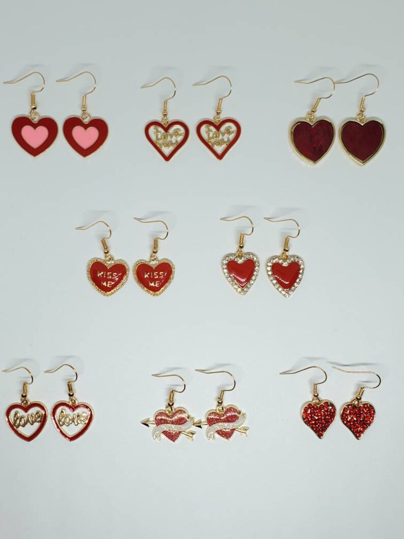 Valentine's Day Earrings, Heart Jewelry, Valentine's Day Jewelry, Valentine Earrings, Heart Earrings, Multiple Styles Available image 1