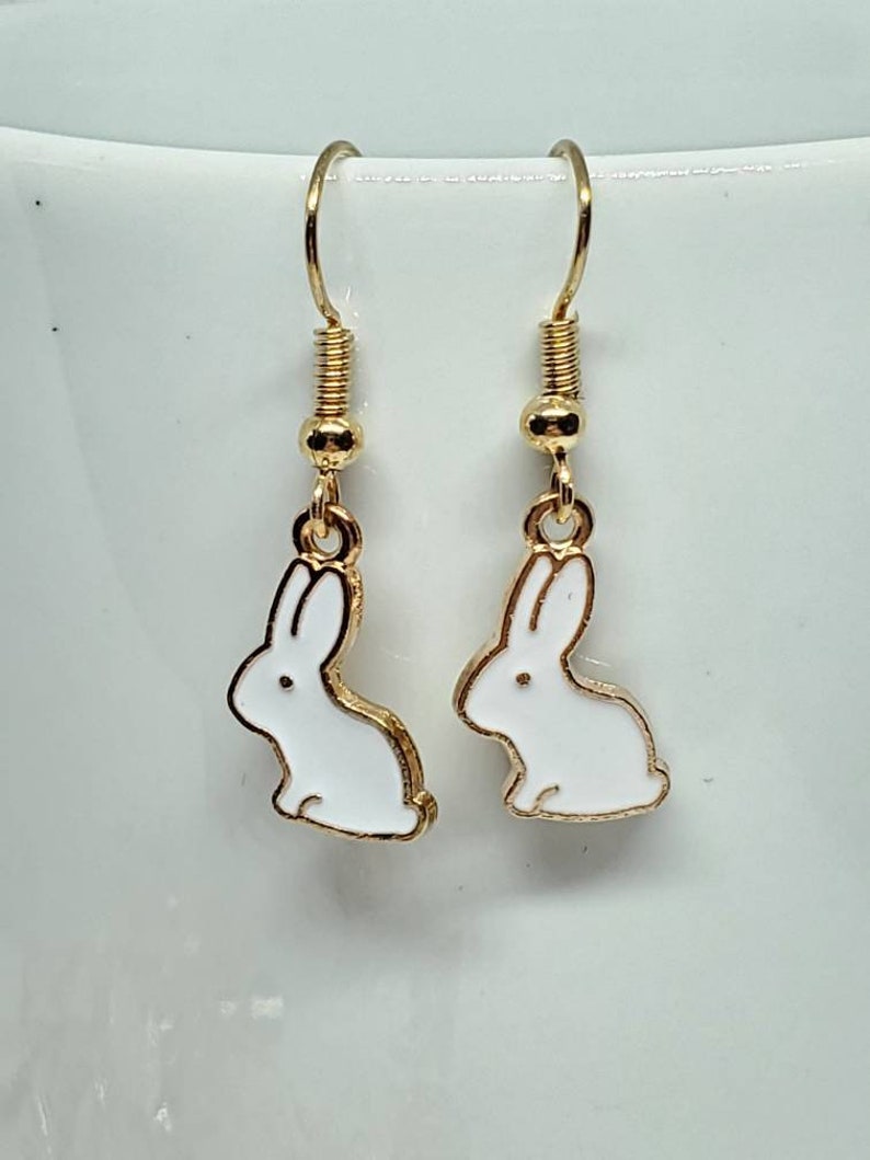 Easter Earrings, Easter Bunny, Easter Charm Dangle Earrings, Easter Jewelry image 1