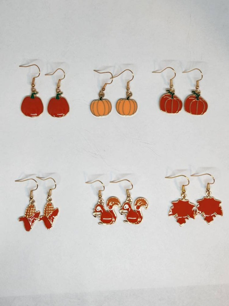 Thanksgiving Earrings, Dangle and drop Earrings, Turkey Earrings, Thanksgiving Jewelry, Fall Earrings, Autumn Jewelry image 1