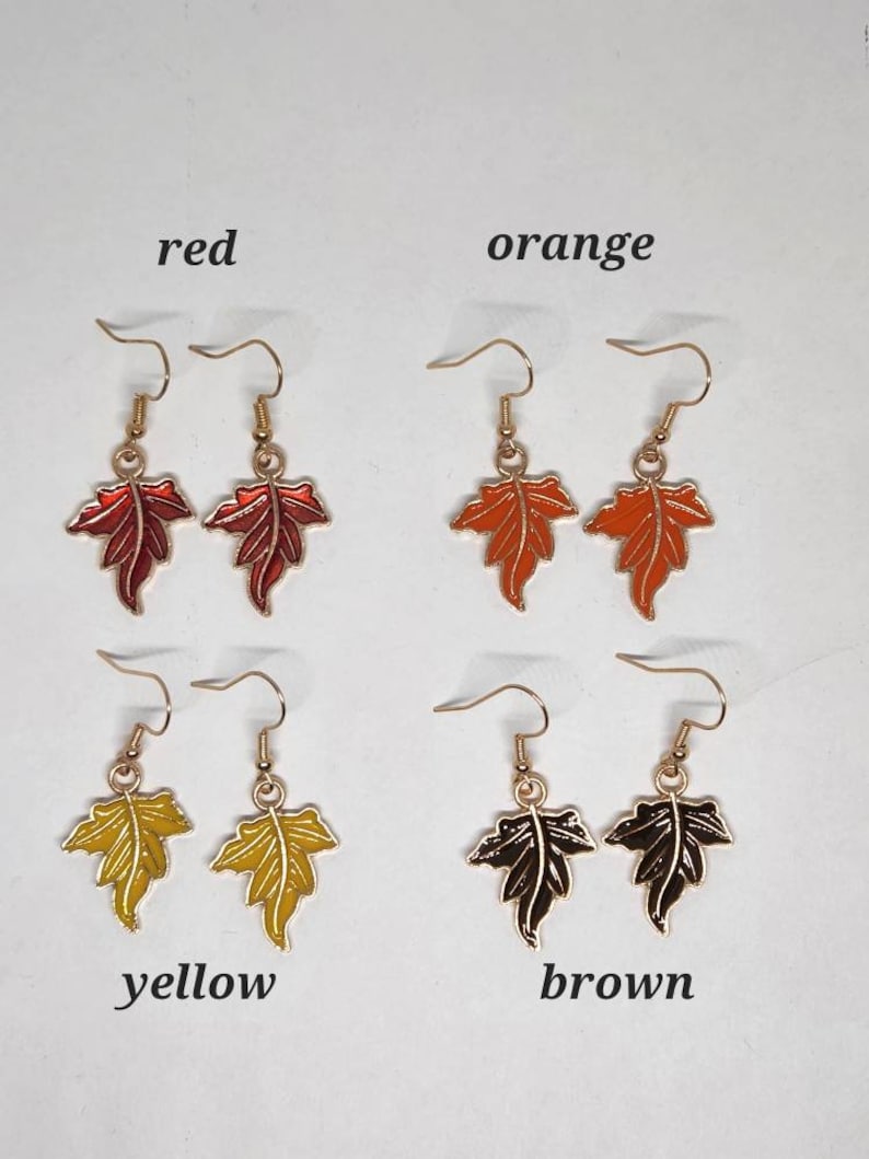 Fall Leaves Earrings, Leaf Earrings, Dangle Earrings, Autumn Jewelry, Fall Jewelry, Fall Dangle Earrings image 5