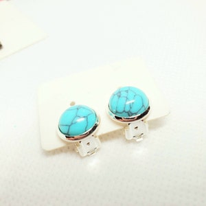 Clip On Turquoise Earrings, 10mm size