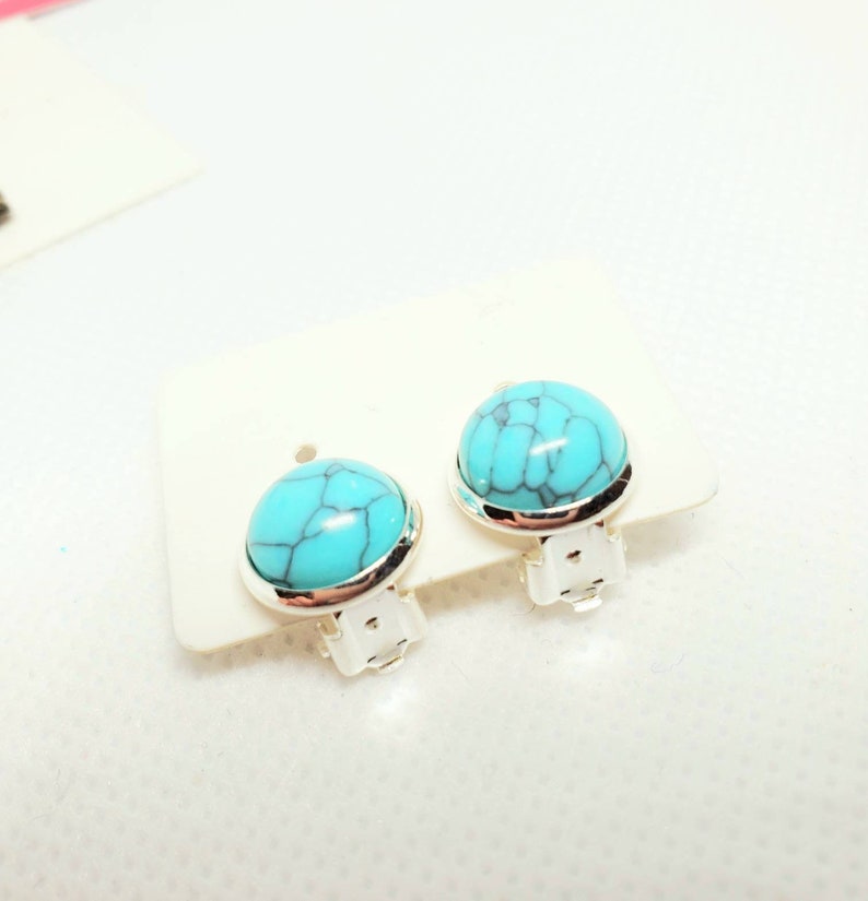 Clip On Turquoise Earrings image 1