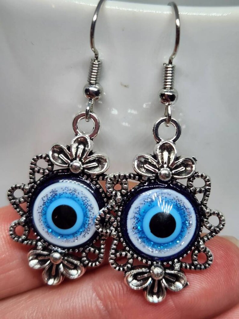 Evil Eye Earrings, Dangle Earrings, Evil eye jewelry image 6