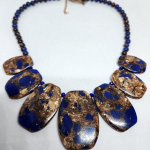 Lapis Luzuli & Bronzite Chunky Necklace, Statement Jewelry, Gemstone Jewelry, Lapis Luzuli, Lapis Pendants, Lapis Necklace