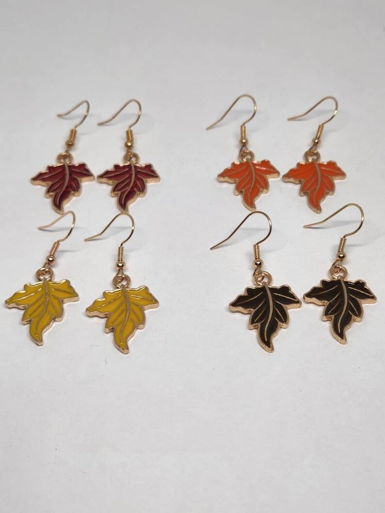 Fall Leaves Earrings, Leaf Earrings, Dangle Earrings, Autumn Jewelry, Fall Jewelry, Fall Dangle Earrings image 4