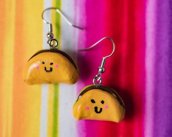 Happy Taco Earrings, Cocktail Earrings, Cinco de Mayo Jewelry, Taco Tuesday Jewelry, Taco Tuesday, Taco Jewelry, Fiesta Jewelry