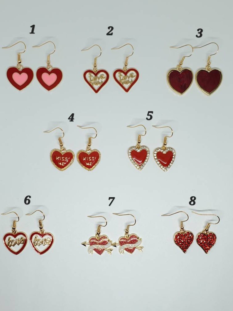 Valentine's Day Earrings, Heart Jewelry, Valentine's Day Jewelry, Valentine Earrings, Heart Earrings, Multiple Styles Available image 10
