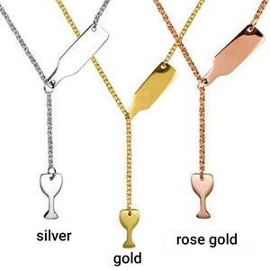 Wine Glass & Bottle Necklace, wine jewelry, wine necklace, wine pendant, Wine Glass Necklace, Wine gifts, wine lover, Mother&#39;s day gift