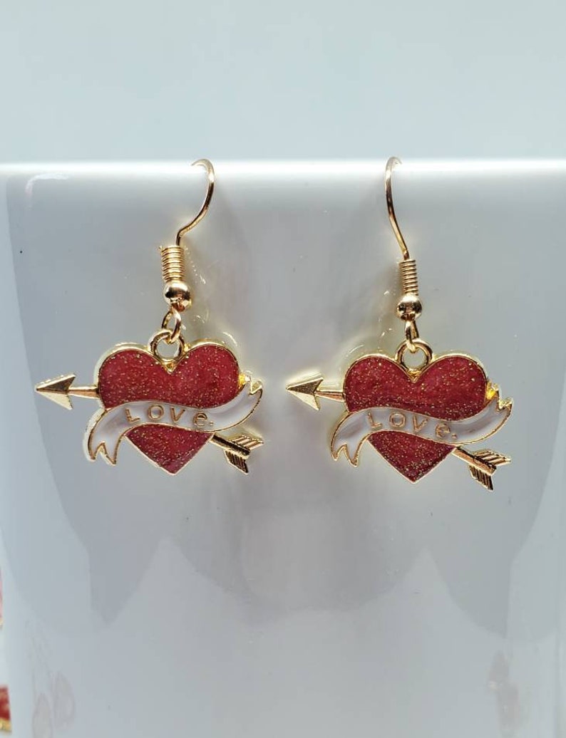 Valentine's Day Earrings, Heart Jewelry, Valentine's Day Jewelry, Valentine Earrings, Heart Earrings, Multiple Styles Available image 2