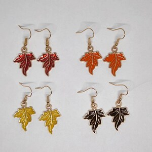 Fall Leaves Earrings, Leaf Earrings, Dangle Earrings, Autumn Jewelry, Fall Jewelry, Fall Dangle Earrings image 1