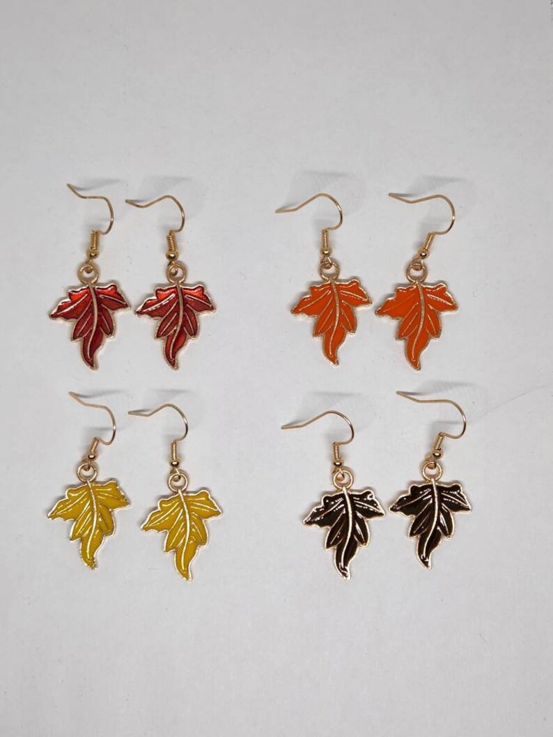 Fall Leaves Earrings, Leaf Earrings, Dangle Earrings, Autumn Jewelry, Fall Jewelry, Fall Dangle Earrings image 1