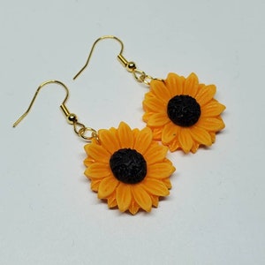 Sunflower Earrings, Sunflower Dangle Drop Earrings, Summer Jewelry, Sunflower Jewelry, Fall Jewelry