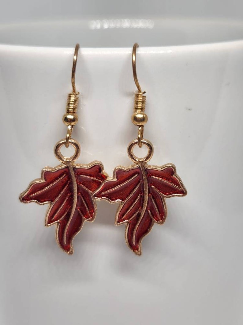 Fall Leaves Earrings, Leaf Earrings, Dangle Earrings, Autumn Jewelry, Fall Jewelry, Fall Dangle Earrings image 7