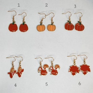 Thanksgiving Earrings, Dangle and drop Earrings, Turkey Earrings, Thanksgiving Jewelry, Fall Earrings, Autumn Jewelry image 5
