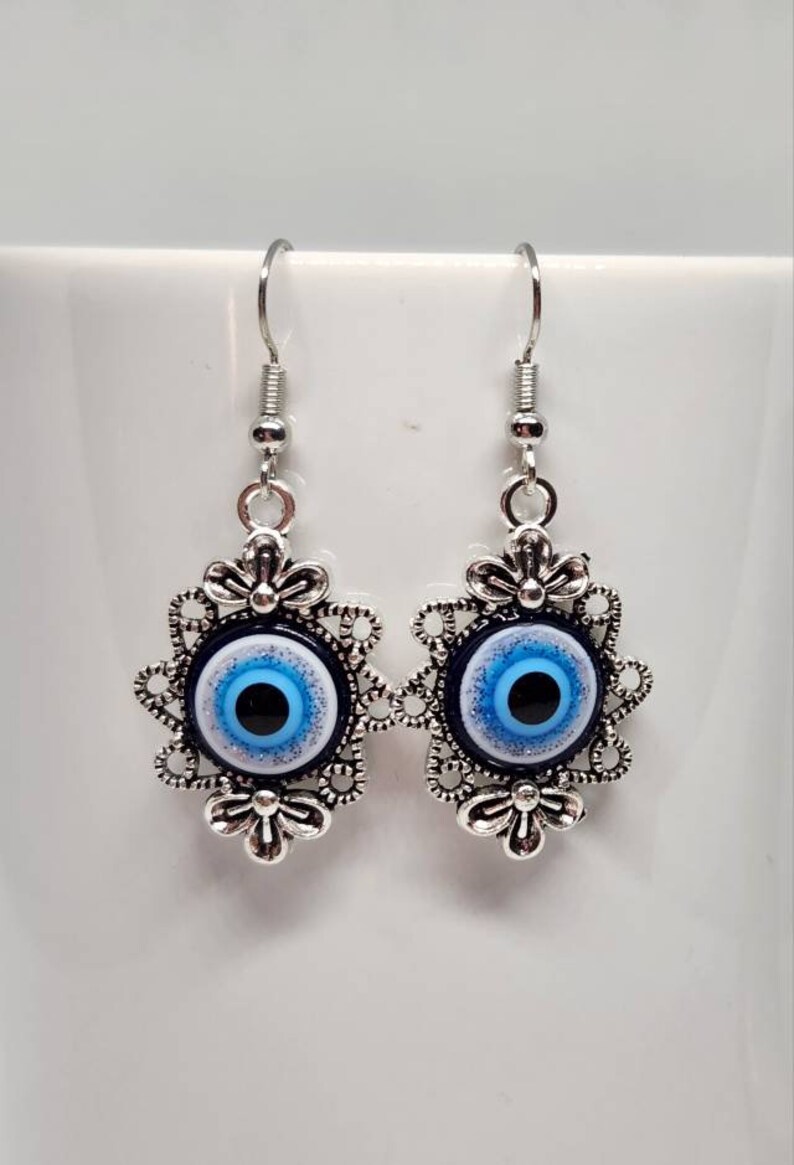 Evil Eye Earrings, Dangle Earrings, Evil eye jewelry image 1