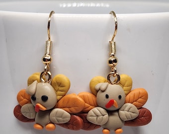 Thanksgiving Earrings, Dangle and drop Earrings, Turkey Earrings, Thanksgiving Jewelry, Fall Earrings, Turkey jewelry