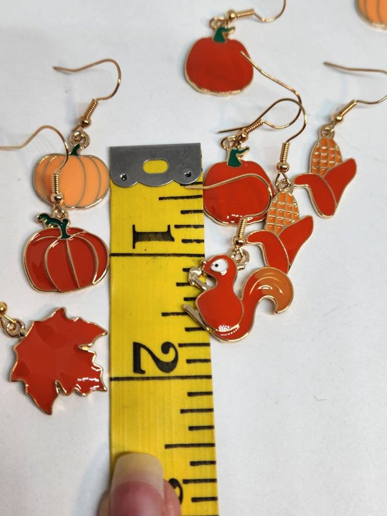 Thanksgiving Earrings, Dangle and drop Earrings, Turkey Earrings, Thanksgiving Jewelry, Fall Earrings, Autumn Jewelry image 3