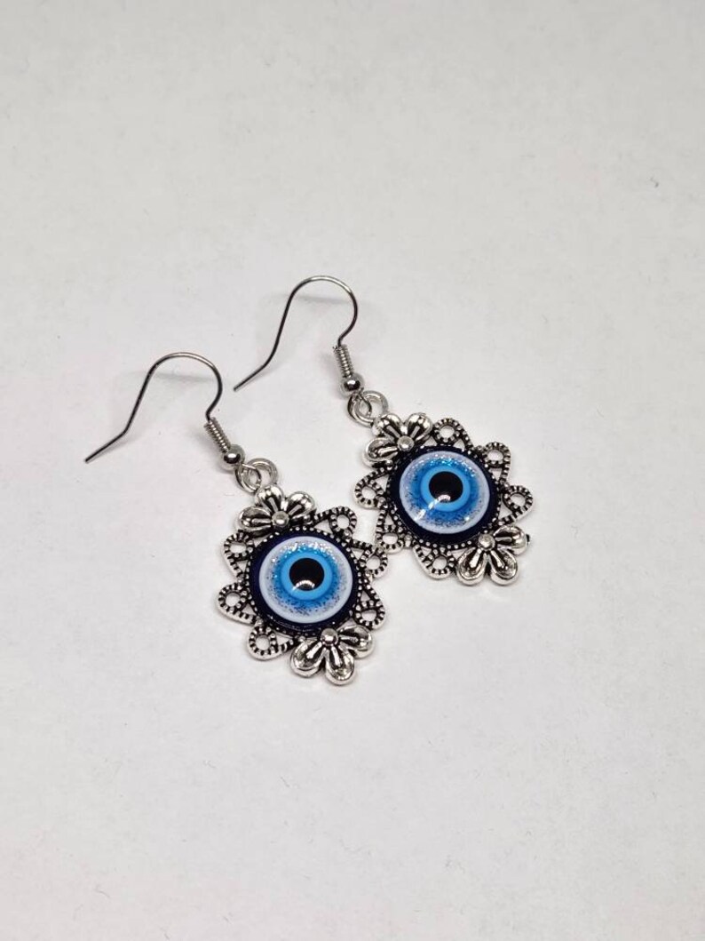 Evil Eye Earrings, Dangle Earrings, Evil eye jewelry image 3