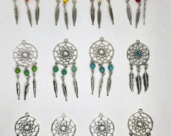 Custom Dreamcatcher Jewelry Set, Silver Dreamcatcher Earrings, Bohemian Turquoise Jewelry, Dreamcatcher Earrings