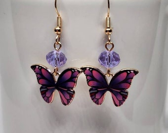 Butterfly Crystal Earrings, Dangle Earrings, Spring Jewelry, Butterfly Jewelry, Butterfly Dangle Earrings, butterfly Charm Jewelry