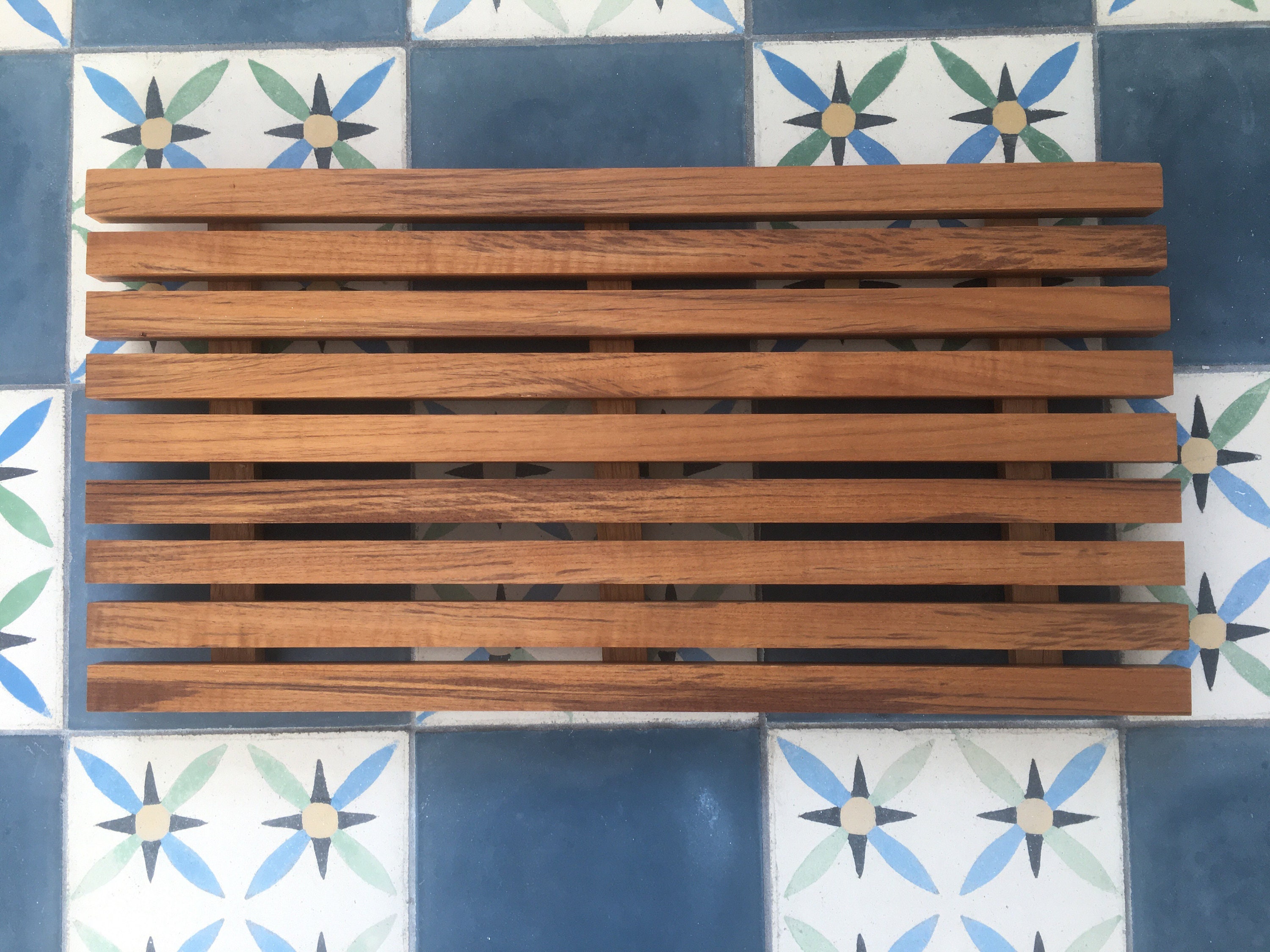 Solid Teak Bath Mat Wooden Bath Mat Teak Furniture Japanese Etsy