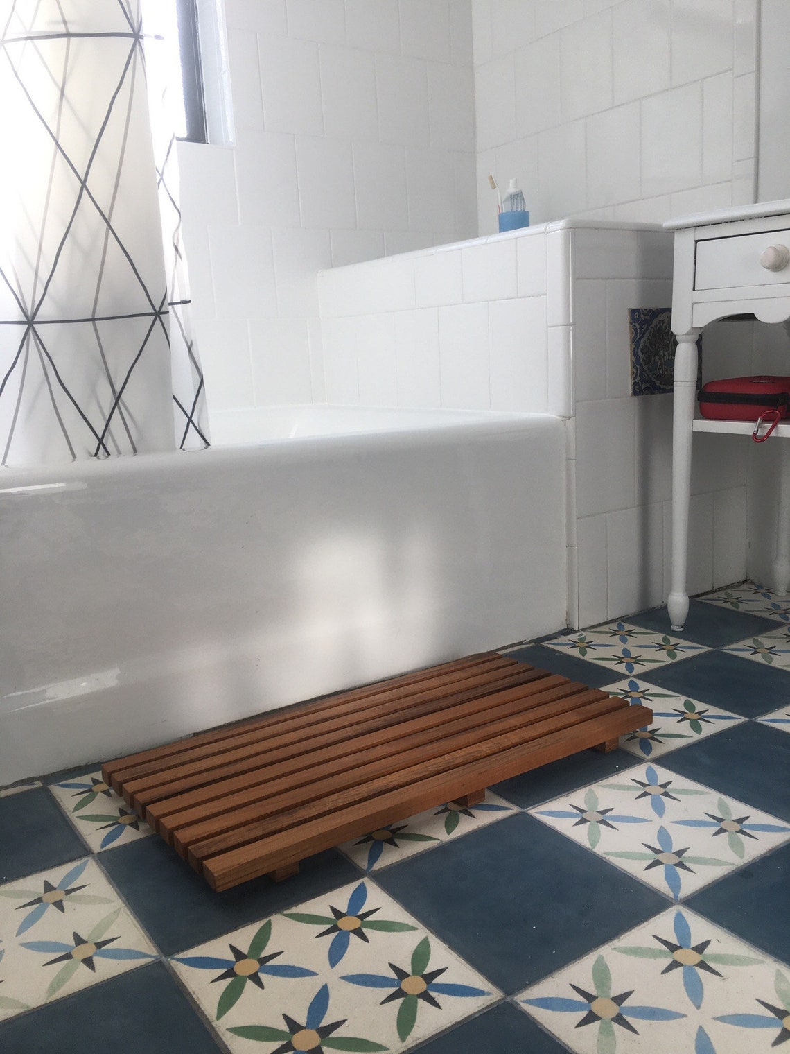 Solid Teak Bath Mat Wooden Bath Mat Teak Furniture Japanese Etsy