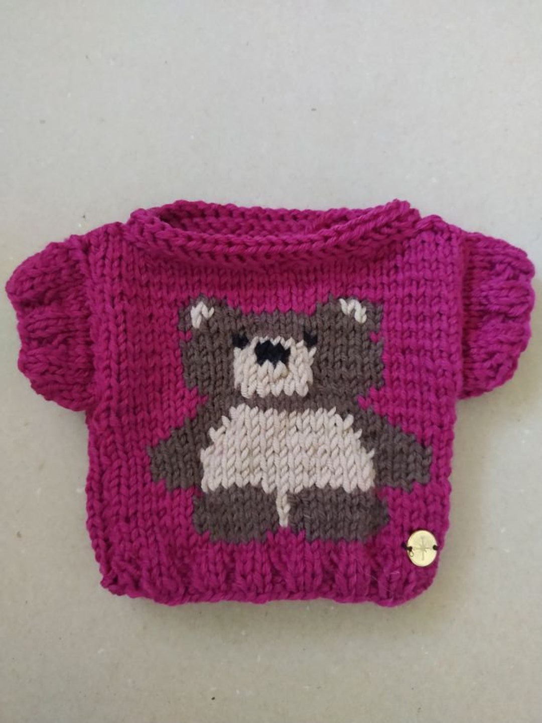 Hand Knitted Teddy Bear Sweater Fit Teddies/ Dolls 3540 Cm Etsy