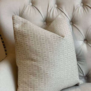 Luxury Beige Taupe Shimmer Geometric High Quality Modern Handmade Cushion Cover Sham