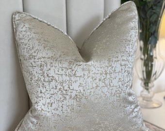 Handmade Travertine Cushion Cover: Metallic Gold Piping, Luxury Pillow Sham
