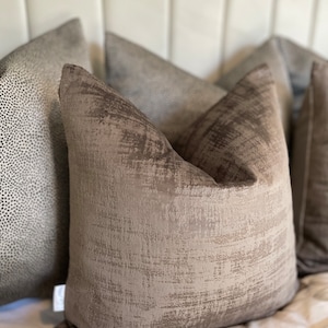Luxury Brown Mocha Velvet Textured Cushion Cover Premium Feather