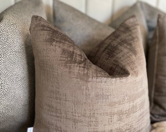 Luxury Brown Mocha Velvet Textured Cushion Cover Premium Feather