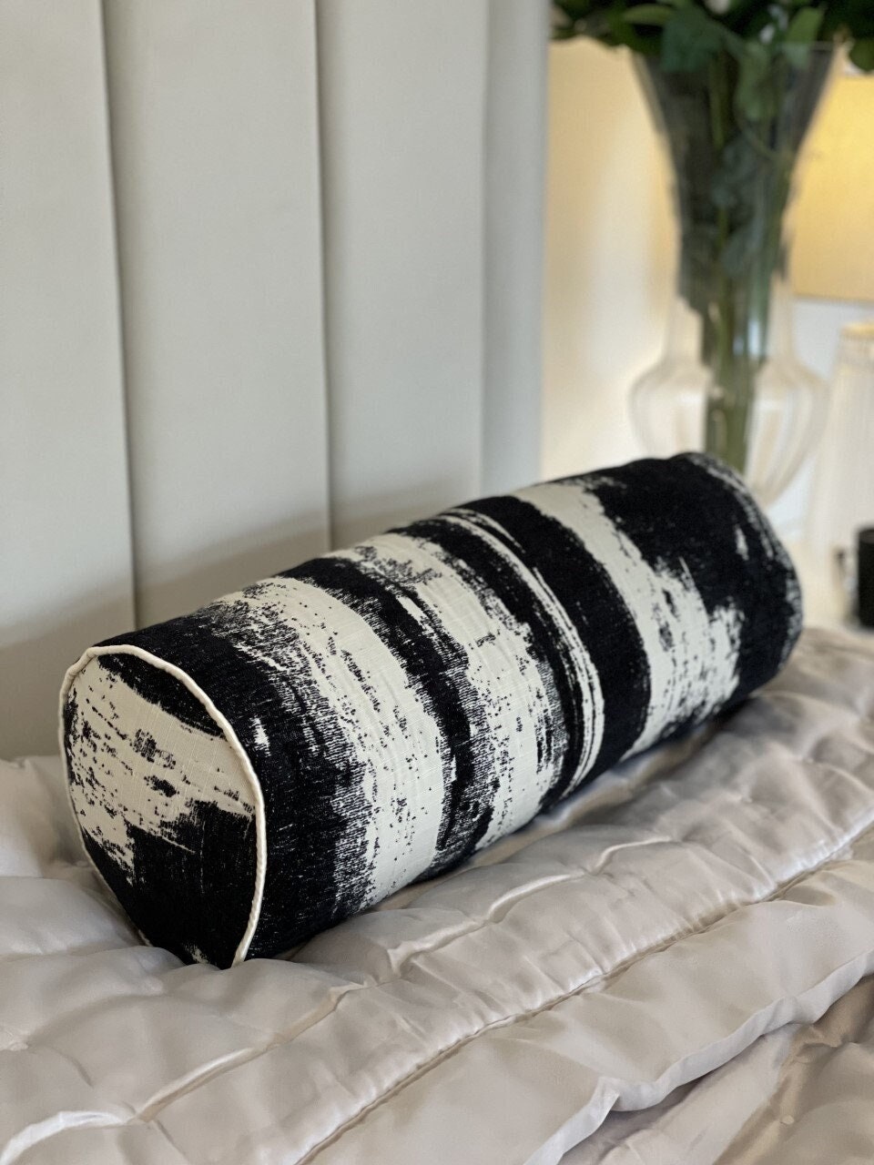 Extra Long Velvet Bolster Pillow With Piping and a Dacron-wrapped Foam  Insert Custom Bolsters, Bed Pillows 