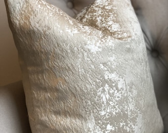 Motif de texture florale de champagne de haute qualité Housse de coussin moderne faite à la main