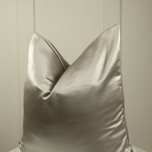 Luxury Grey Silver Satin Feel High Quality Modern Handmade Cushion Cover Pillow Sham