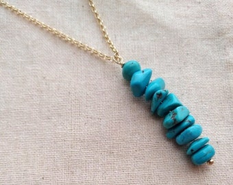 Turquoise Necklace,Gemstone Necklace,Turquoise Gold Necklace,Sterling Silver Necklace,December Birthstone, Protection Necklace