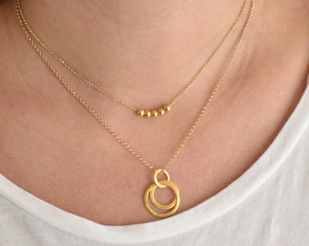 Gold Necklace,Sterling Silver Necklace,Circle Necklace,Beaded Necklace,Dainty Gold Necklace,Women Jewelry,14K Gold Filled,Gift for Her