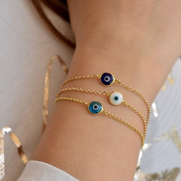 Evil Eye Gold Bracelet,Greek Evil Eye,Evil Eye Charm,Protection Bracelet,Greek Evil Eye,Gift for Her,Greek Tradition,Friendship Gift