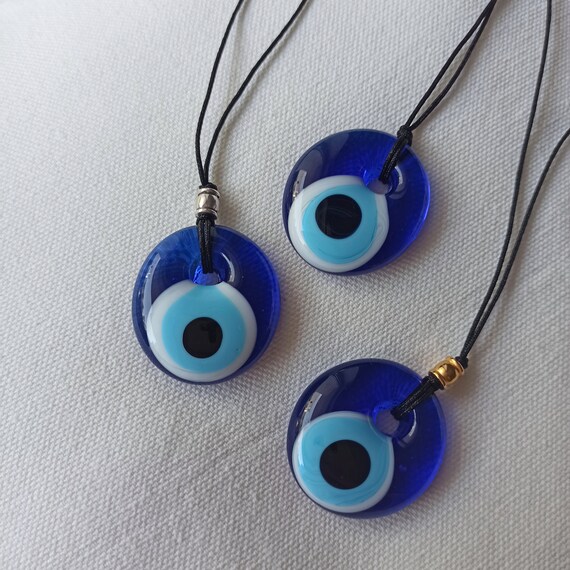 Collier Mauvais Œil Turc - Breloque Protection Yeux Bleus - Verre - Cadeau Chanceux