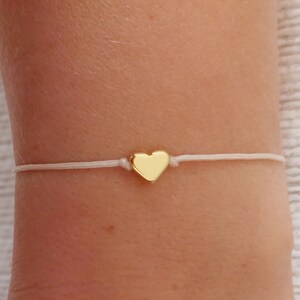 Herz Armband, kleines Herz Goldarmband, Silberarmband, Liebesanhänger, Brautjungfer Geschenk, Wunscharmband, Schnurarmband, Valentinsgeschenk