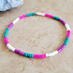 Anklet: 90s Inspired Seed Bead Stretch Anklet