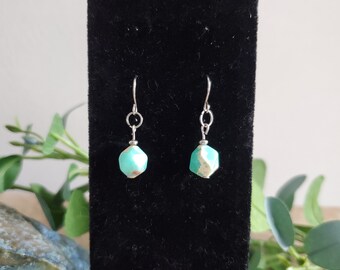 Blue Green Imperial Jasper Earrings, Star Cut Earrings, Stainless Steel Hypoallergenic Earrings, Gift for Her, Short Dangle Earrings