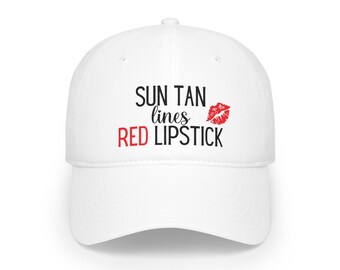 Sun Tan Lines Red Lipstick Baseball Cap