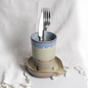 Handmade Ceramic Utensil Holder: Kitchen Crock, Toothbrush Organizer