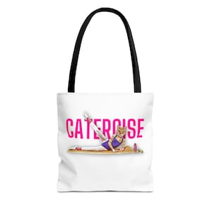 Retro Tabby Jazzercise Tote Bag - Funny Cat Lover Gift, Workout Bag, Small Medium Large Sizes, Orange Tabby Design