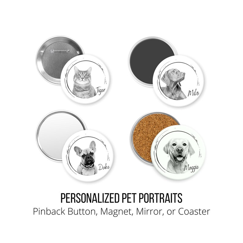 Personalized Pet Portraits on a 3.5 Inch Pinback Button Etsy