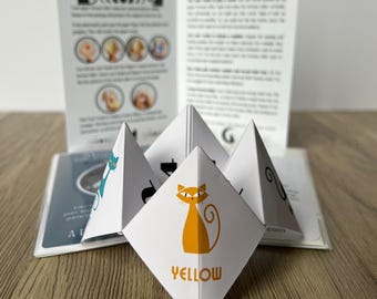 Cat Fortune Teller Game • Choose Your Design • Cat Lover Gift • Stocking Stuffer • Nostalgic Paper Game • Funny Cat Party Favor