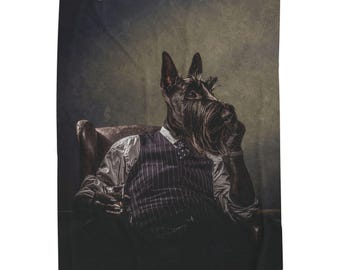 Scotch for the Scotty Velveteen Plush Blanket | Scottish Terrier Portrait, Tavern Art