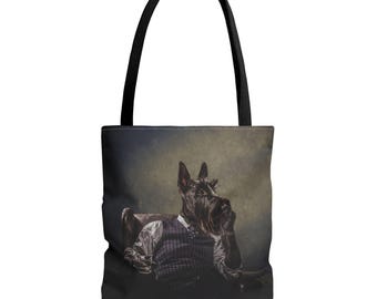 Scottish Terrier Drinking Scotch Tote Bag - Dog Lover Gift, Pet Owner Present, Animal Art Accessory, Unique Shopping Bag, Gift for Terrier